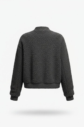 Önü Düğmeli Tüylü Ceket