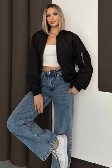 Oversize Fermuarlı Bomber Ceket