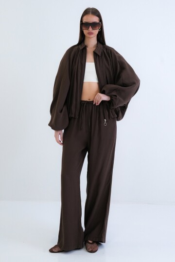 Oversize Hırka Ve Lastikli Pantolon Takım