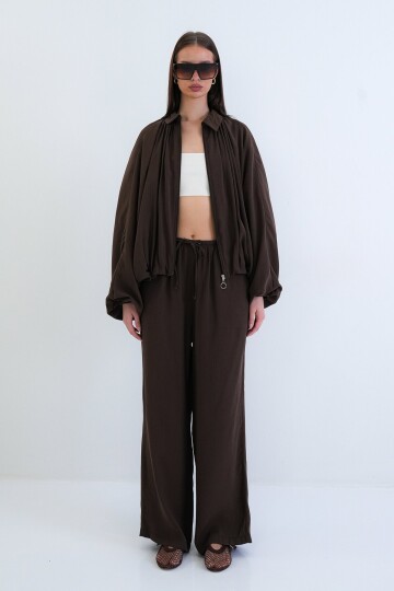 Oversize Hırka Ve Lastikli Pantolon Takım