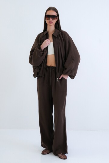 Oversize Hırka Ve Lastikli Pantolon Takım