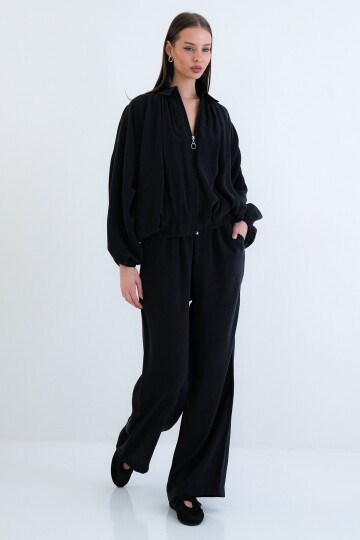 Oversize Hırka Ve Lastikli Pantolon Takım