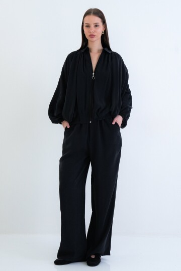 Oversize Hırka Ve Lastikli Pantolon Takım