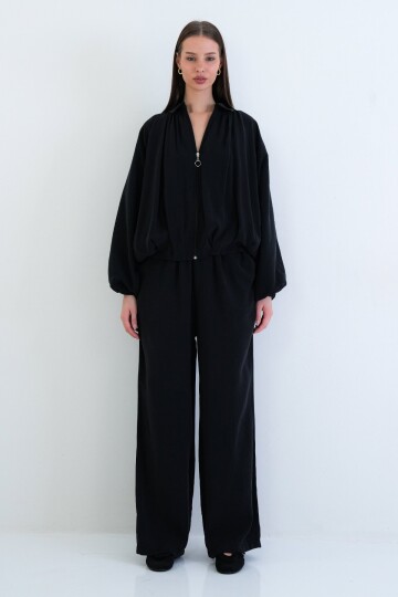 Oversize Hırka Ve Lastikli Pantolon Takım