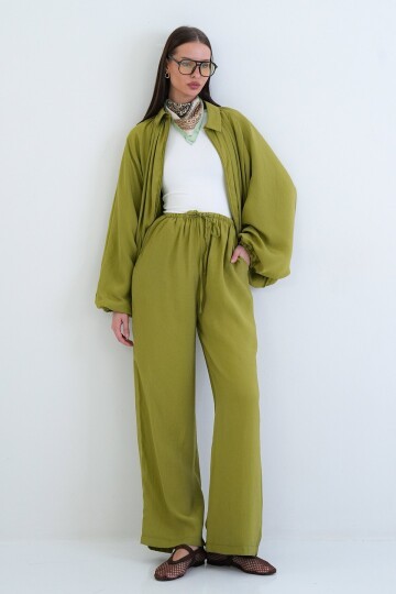 Oversize Hırka Ve Lastikli Pantolon Takım