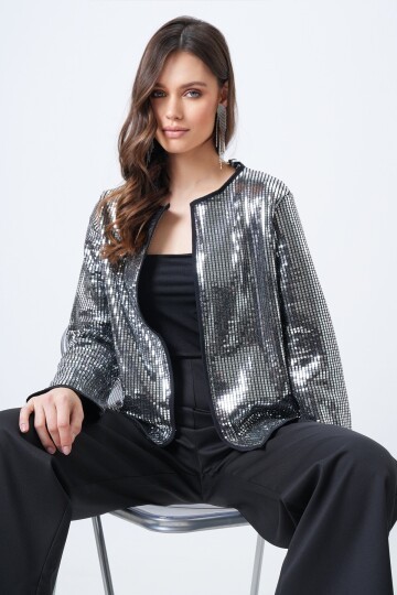Payetli Açık Form Ceket