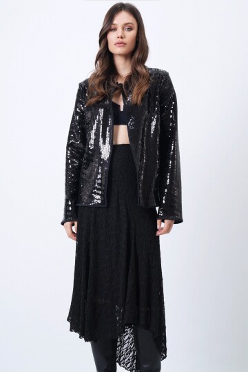 Payetli Açık Form Ceket