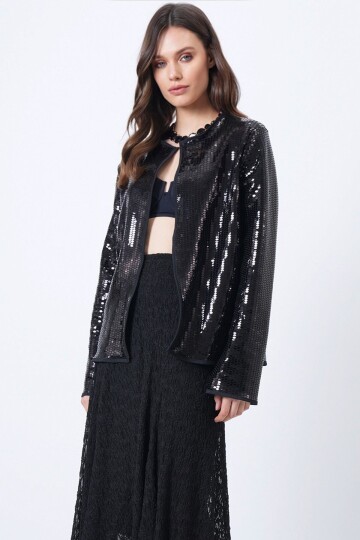 Payetli Açık Form Ceket