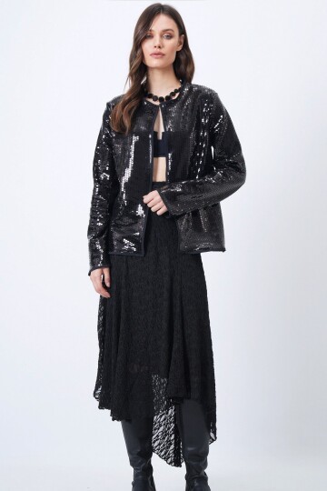 Payetli Açık Form Ceket