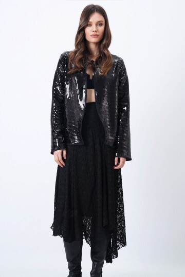 Payetli Açık Form Ceket