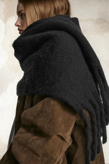 Püskül Detaylı Agnra Triko Şal