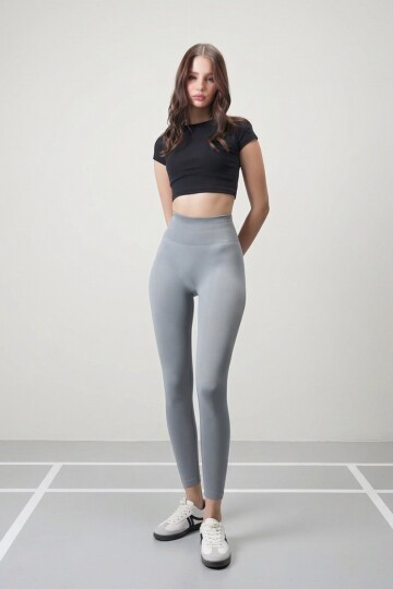 Gri Ribanalı Toparlayıcı Tayt