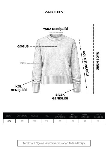 Krem Ribanalı Triko Kazak