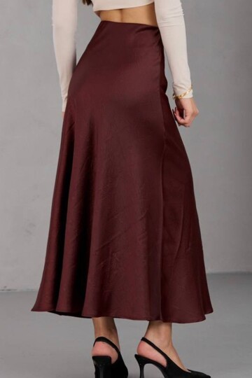 Saten Dokulu Uzun A Kesim Etek