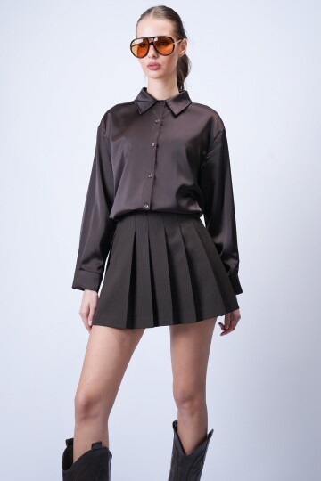 Kahverengi Saten Gömlek