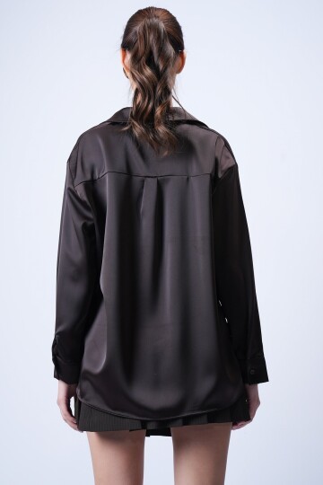 Kahverengi Saten Gömlek