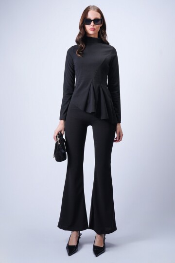 Siyah Scuba Crep Volanlı Takım