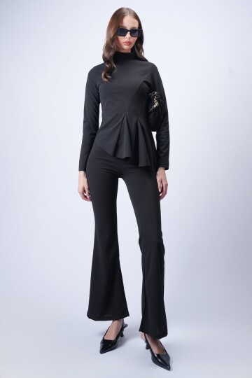 Siyah Scuba Crep Volanlı Takım