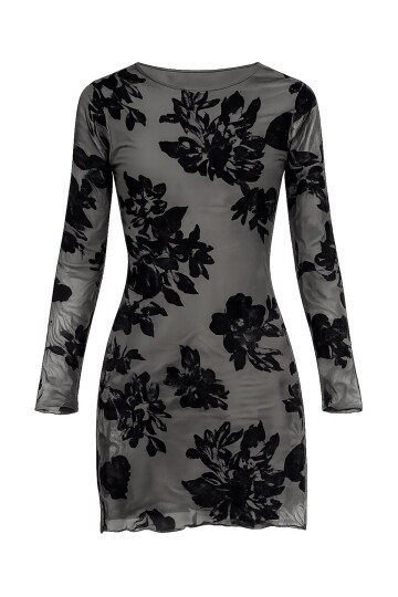 Siyah Dantel İşlemeli Elbise