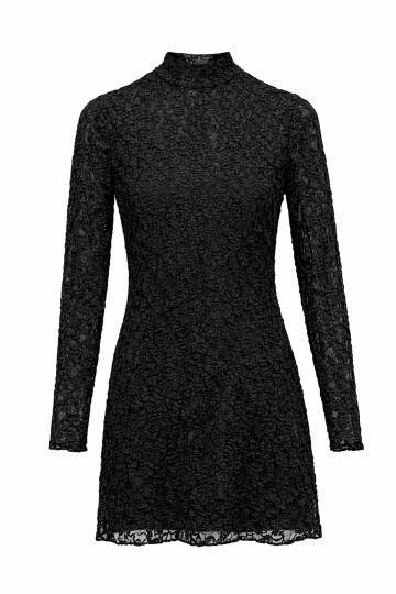 Siyah Dantelli Mini Elbise