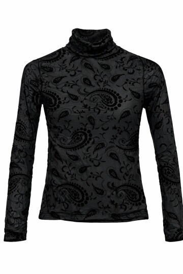 Siyah Dik Yaka İşlemeli Bluz