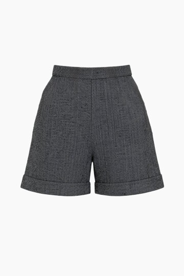 Siyah Duble Paça Çift Cepli Kışlık Kaşe Şort