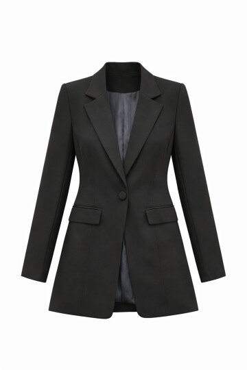 Siyah Kruvaze Blazer Ceket