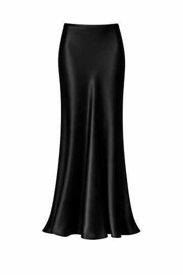 Siyah Saten Maxi Etek