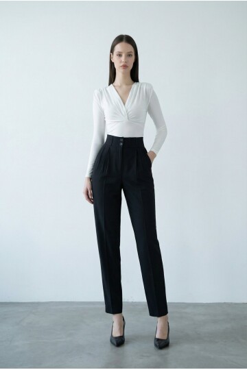 Siyah Yüksek Bel Havuç Pantolon