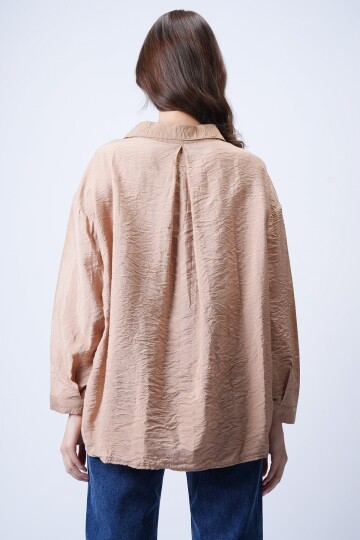 Camel Tek Cepli Oversize Gömlek