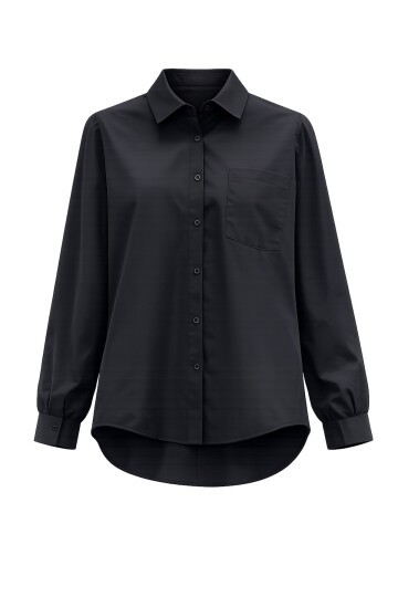 Siyah Tek Cepli Oversize Gömlek