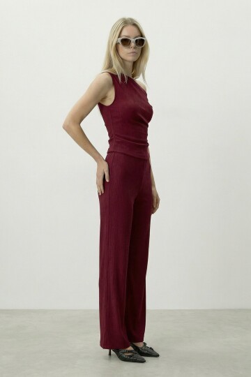 Tek Omuz Düz Kesim Bluz Ve Pantolon Takım