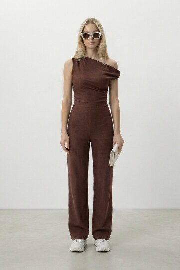 Tek Omuz Düz Kesim Bluz Ve Pantolon Takım