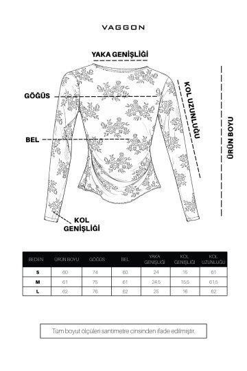 Kahverengi Transparan İşlemeli Bluz