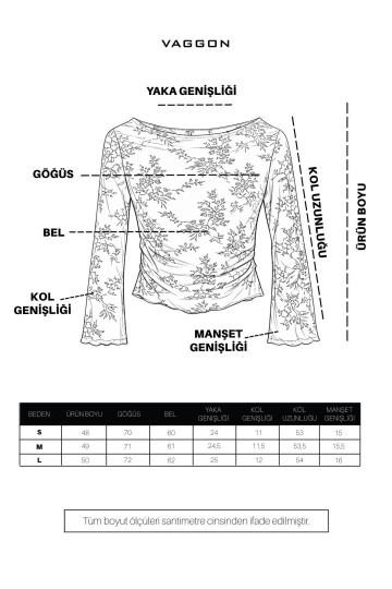 Mürdüm Transparan İşlemeli Bluz