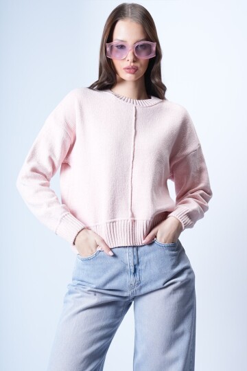 Pembe Triko Kısa Kazak