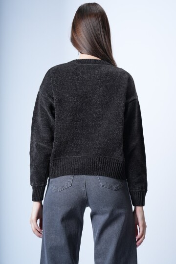 Siyah Triko Kısa Kazak