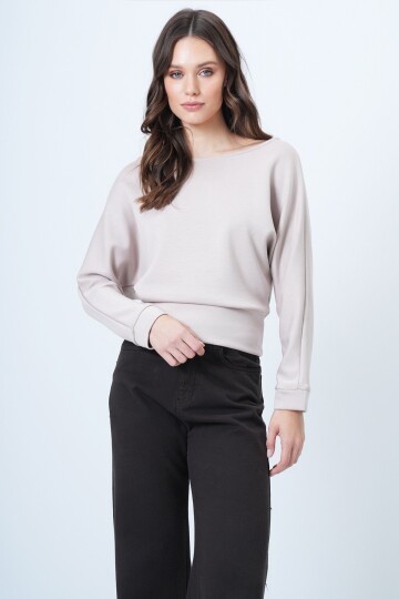 Yarasa Kol Kayık Yaka Oversize Bluz