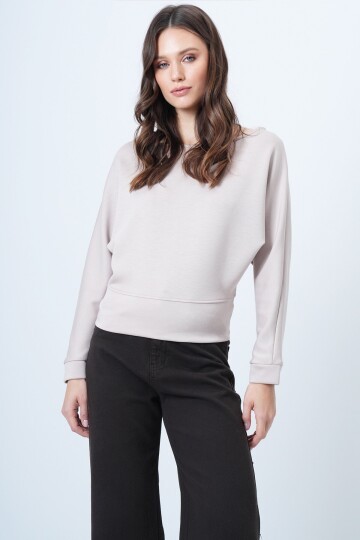 Yarasa Kol Kayık Yaka Oversize Bluz