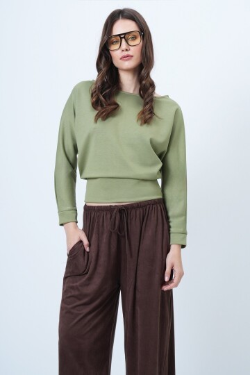 Yarasa Kol Kayık Yaka Oversize Bluz