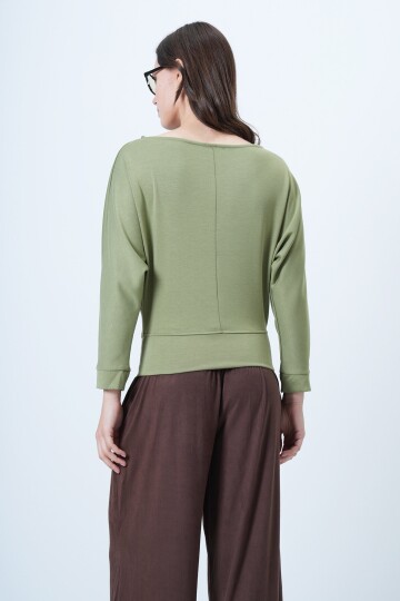 Yarasa Kol Kayık Yaka Oversize Bluz