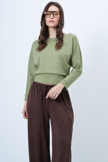 Yarasa Kol Kayık Yaka Oversize Bluz