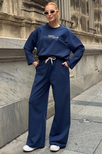 Yazı Baskılı Cep Detaylı Salaş İkili Takım