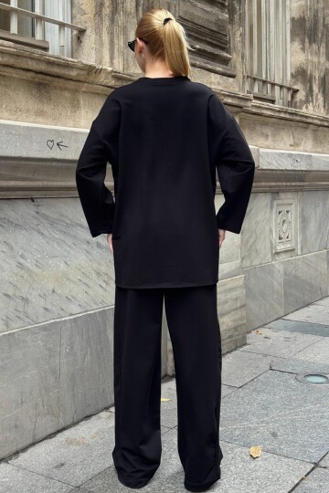 Yazı Baskılı Cep Detaylı Salaş İkili Takım