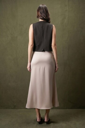 Yüksek Bel Basic Saten Etek