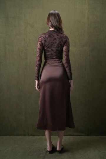 Yüksek Bel Basic Saten Etek