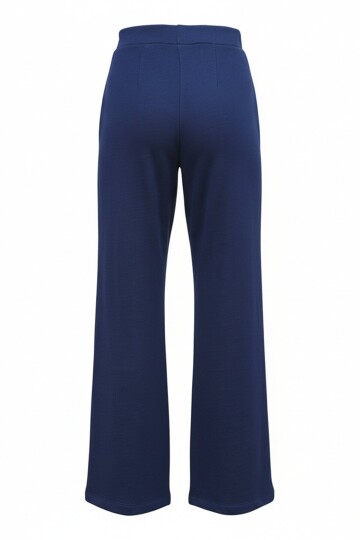 Yüksek Bel Beli Lastikli Çımalı Palazzo Pantolon