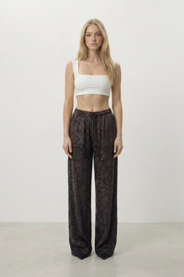 Yüksek Bel Desenli Pantolon