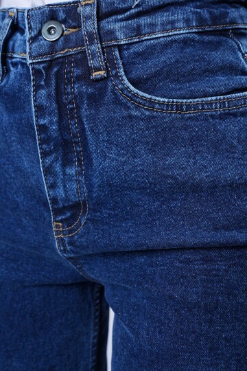 Yüksek Bel Düz Paça 5 Cepli Denim Pantolon