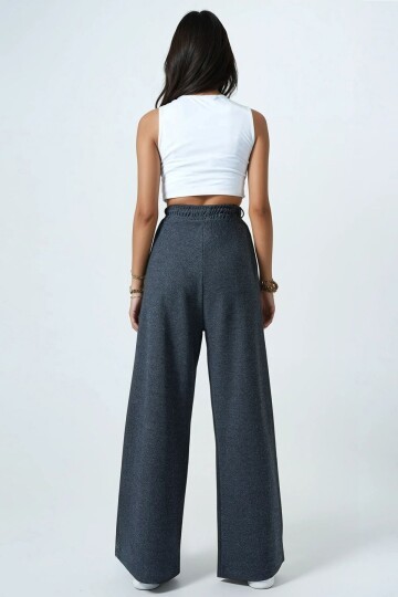 Yüksek Bel Yıkamalı Degradeli Beli Lastikli Kalın Pantolon